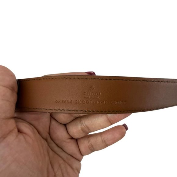 NWT Gucci Women\'s Monogram GG Supreme Cinture Donna Belt Brown & Blue Sz 80.32 main image 4